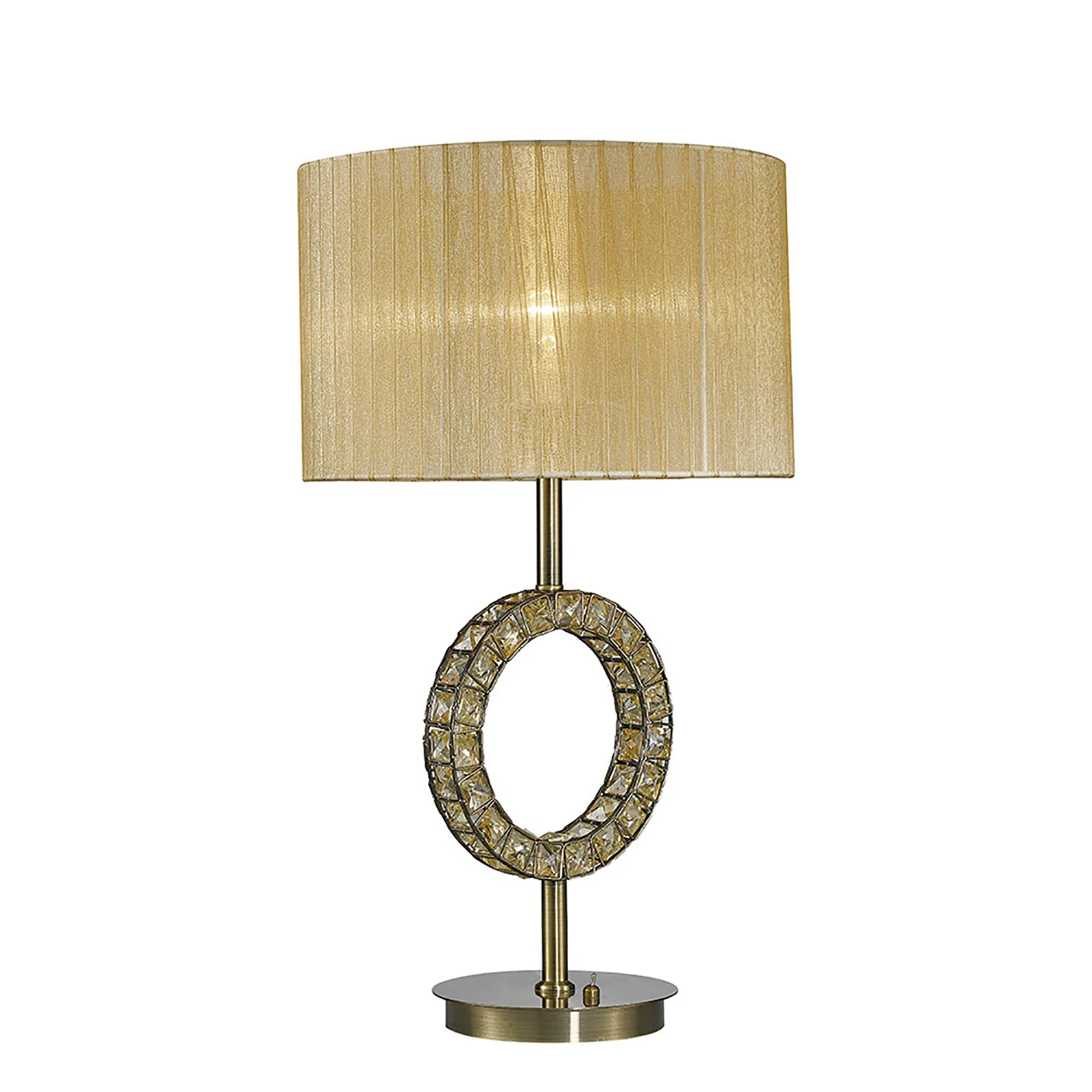 Florence Antique Brass Crystal Table Lamps Diyas Shaded Table Lamps